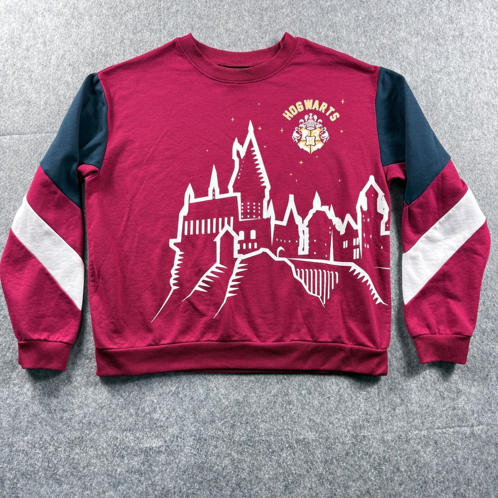 World Harry Potter Hogwarts School Castle Maroon Black Sweater‎ Juniors Medium